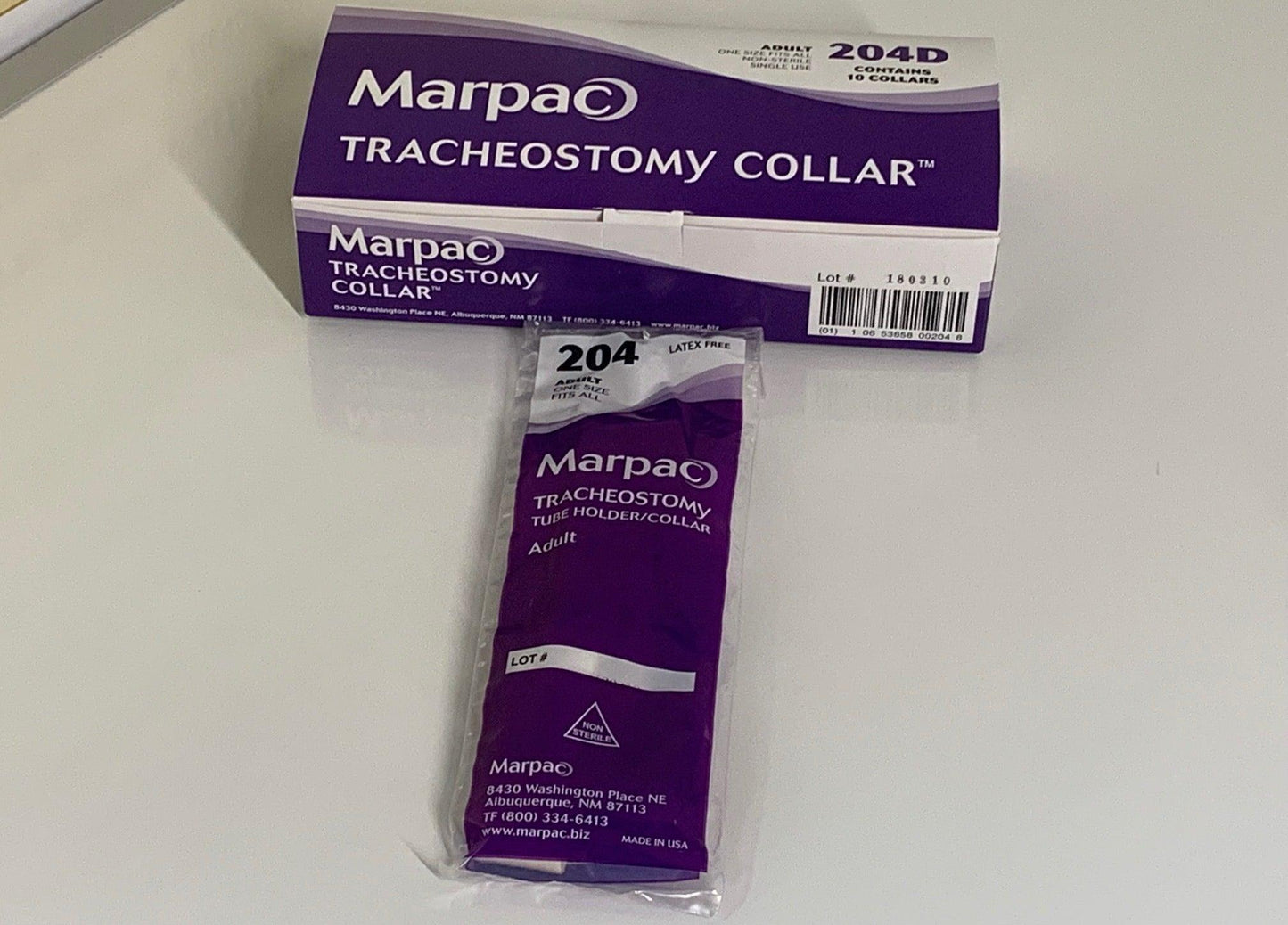 NEW 10PK Adult Marpac Tracheostomy Collar with Tube Holder Ref PN 204D - MBR Medicals
