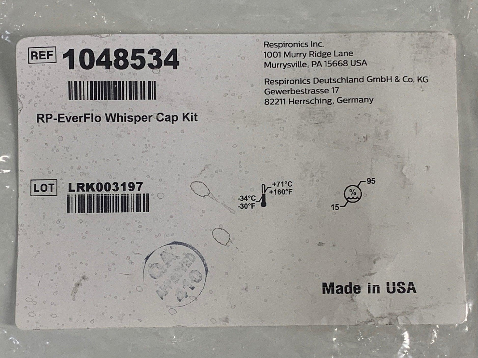 NEW Philips Respironics EverFlo Whisper Cap 1048534 - MBR Medicals