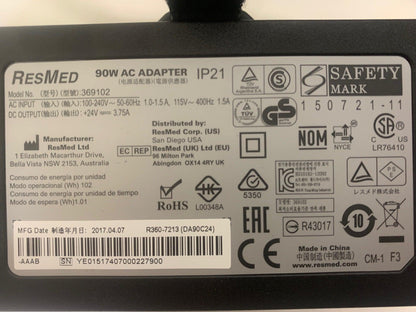 NEW Demo Open Box ResMed Model 369102 S9 CPAP 90W AC Power Supply Unit (PSU) 36821 - MBR Medicals