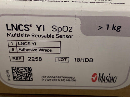 New Breas SpO2 Masimo 2258 Multi-site Reusable Sensor for Vivo 65 006591 - MBR Medicals