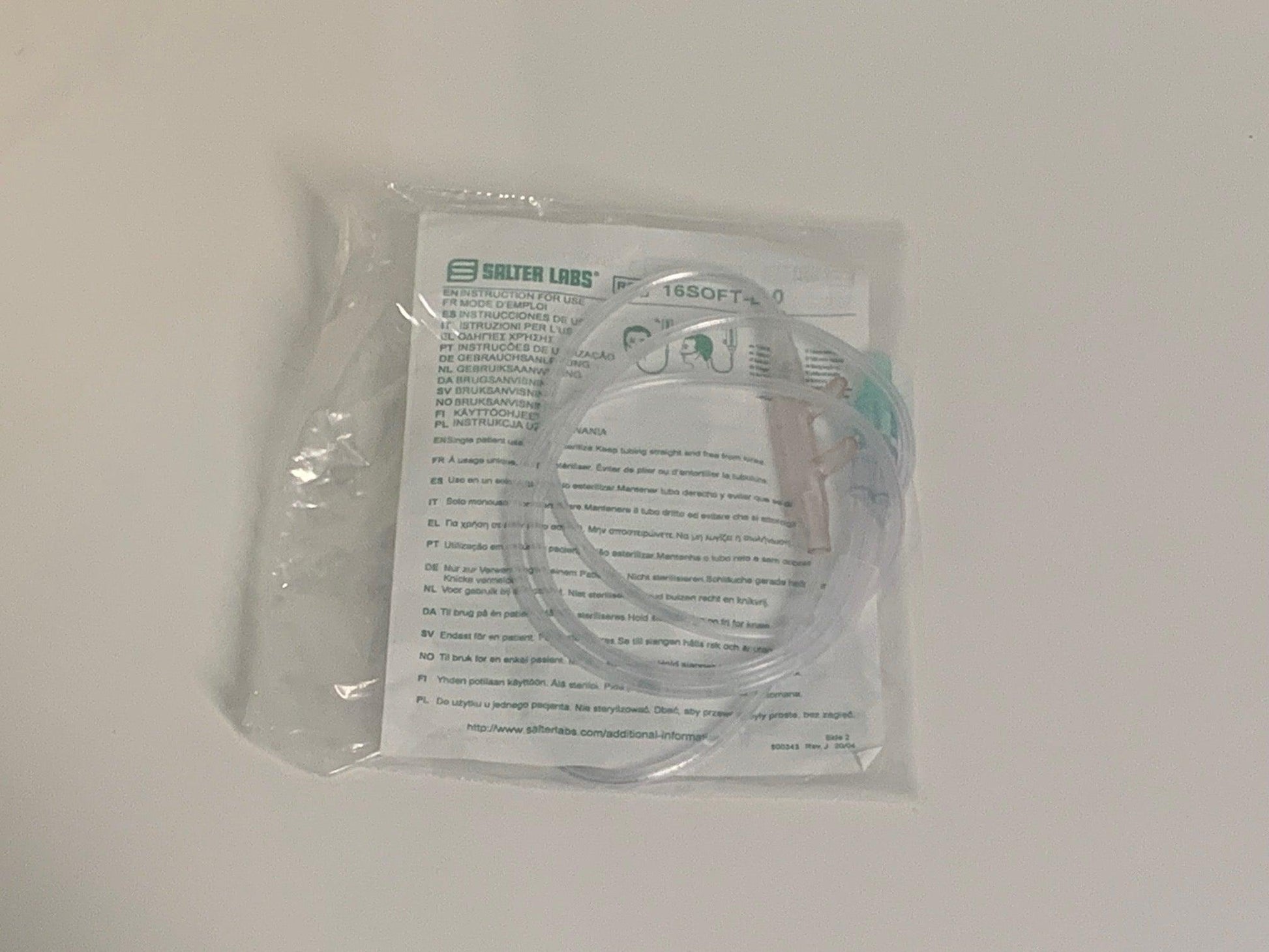 NEW Salter Labs 50' Green Oxygen Tubing 2050G-50 with Adult Soft Oxygen Nasal Cannula with Barbed Connector 16SOFT-B-0 - MBR Medicals