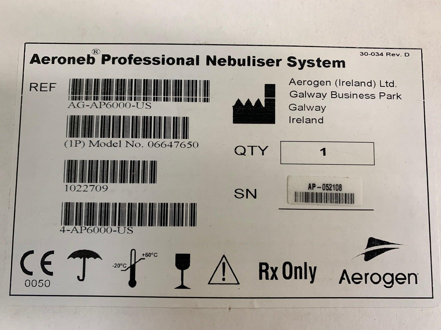 NEW NOS Aerogen Aeroneb Nebulizer System AG-AP6000-US - MBR Medicals