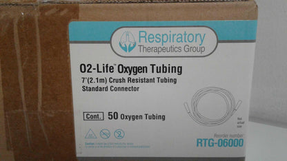 Case of 50 NEW Respiratory Therapeutics Group O2-Life Oxygen Crush Resistant 7' Foot Oxygen Tubing RTG-06000 FREE Shipping - MBR Medicals