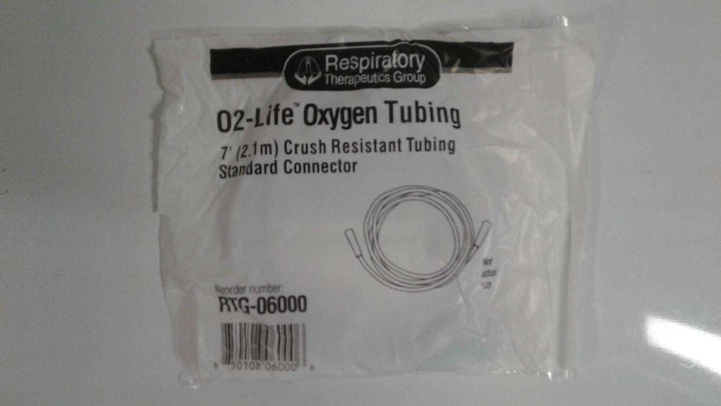 Case of 50 NEW Respiratory Therapeutics Group O2-Life Oxygen Crush Resistant 7' Foot Oxygen Tubing RTG-06000 FREE Shipping - MBR Medicals