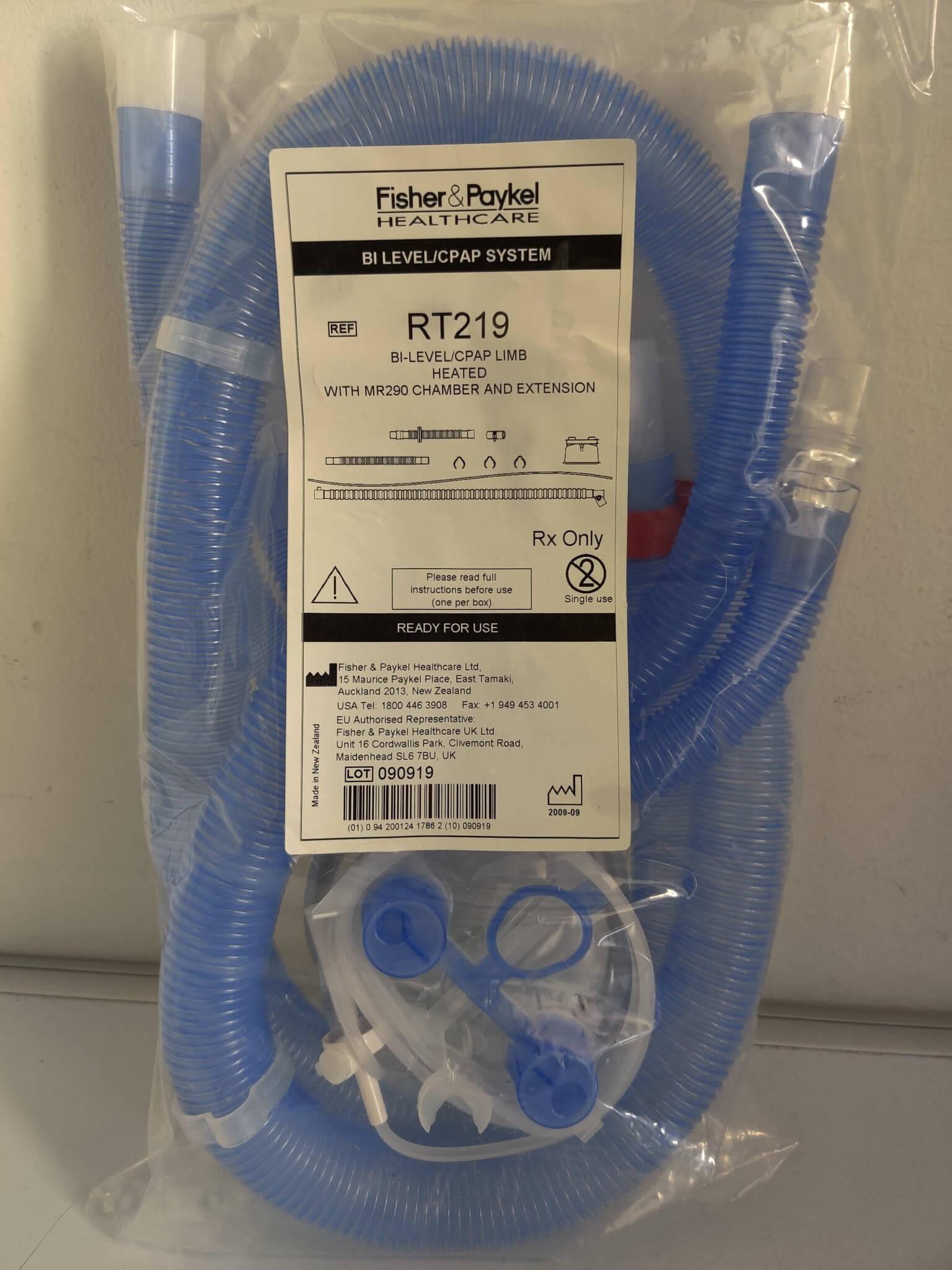 Fisher & Paykel RT219 Adult Breathing Circuit Bi-Level/CPAP Limb Heated With MR290 Chamber & Extension - MBR Medicals
