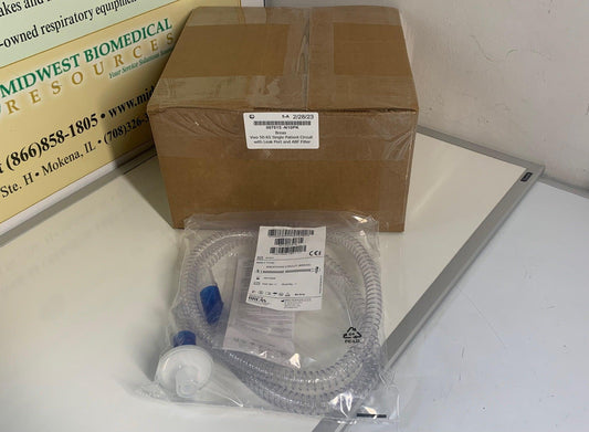 NEW 10PK Breas Vivo 50-65 Single Passive Patient Circuit with Bacterial Filter and Fixed Leak Port 007615 - MBR Medicals