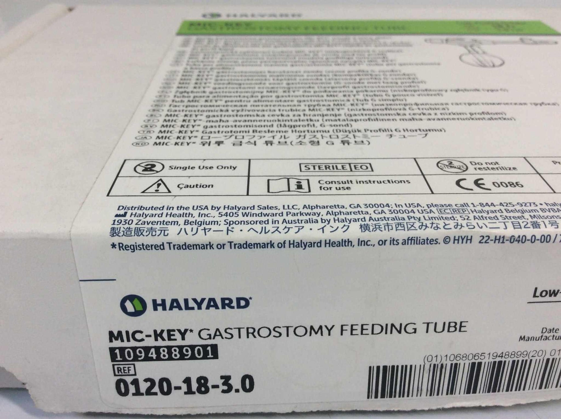 NEW Halyard MIC-KEY Gastrostomy Feeding Tube 18 Fr 0120-18-3.0 FREE Shipping - MBR Medicals