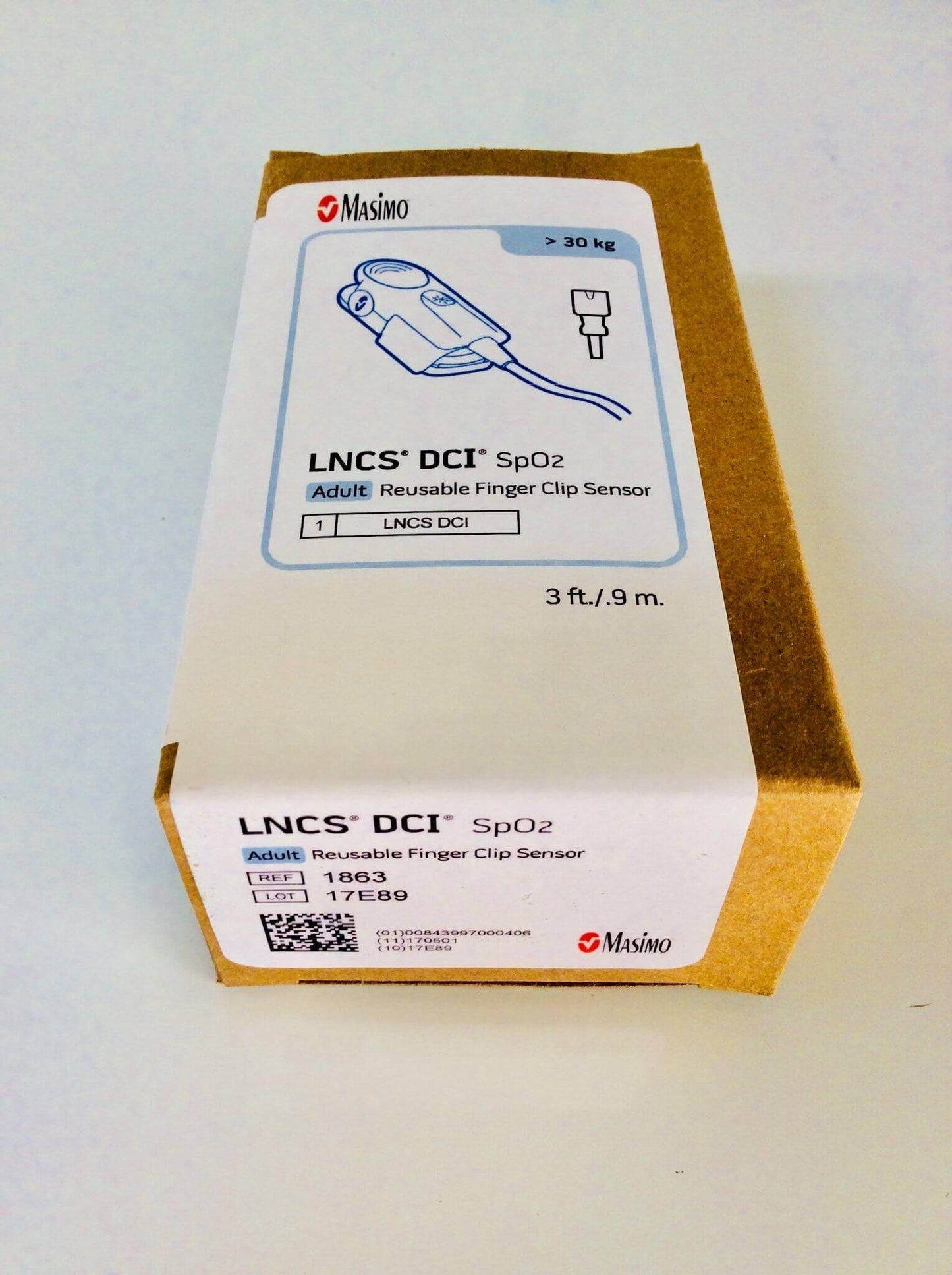 NEW Masimo LNCS DCI 3' Foot Reusable SpO2 9 Pin Finger Clip Sensor 1863 Warranty FREE Shipping - MBR Medicals