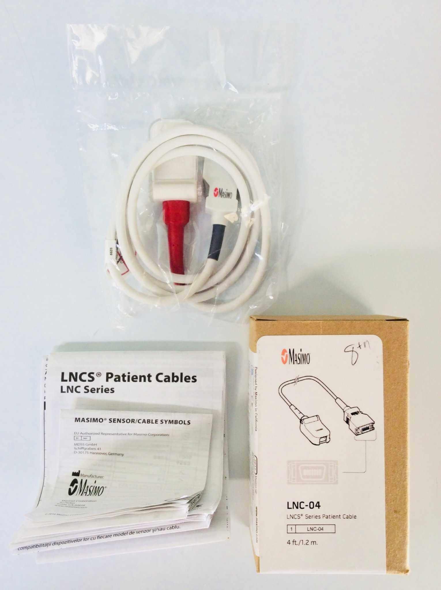 NEW Masimo LNCS Series 4' FT Patient Cable LNC-04 2017 Warranty FREE Shipping - MBR Medicals