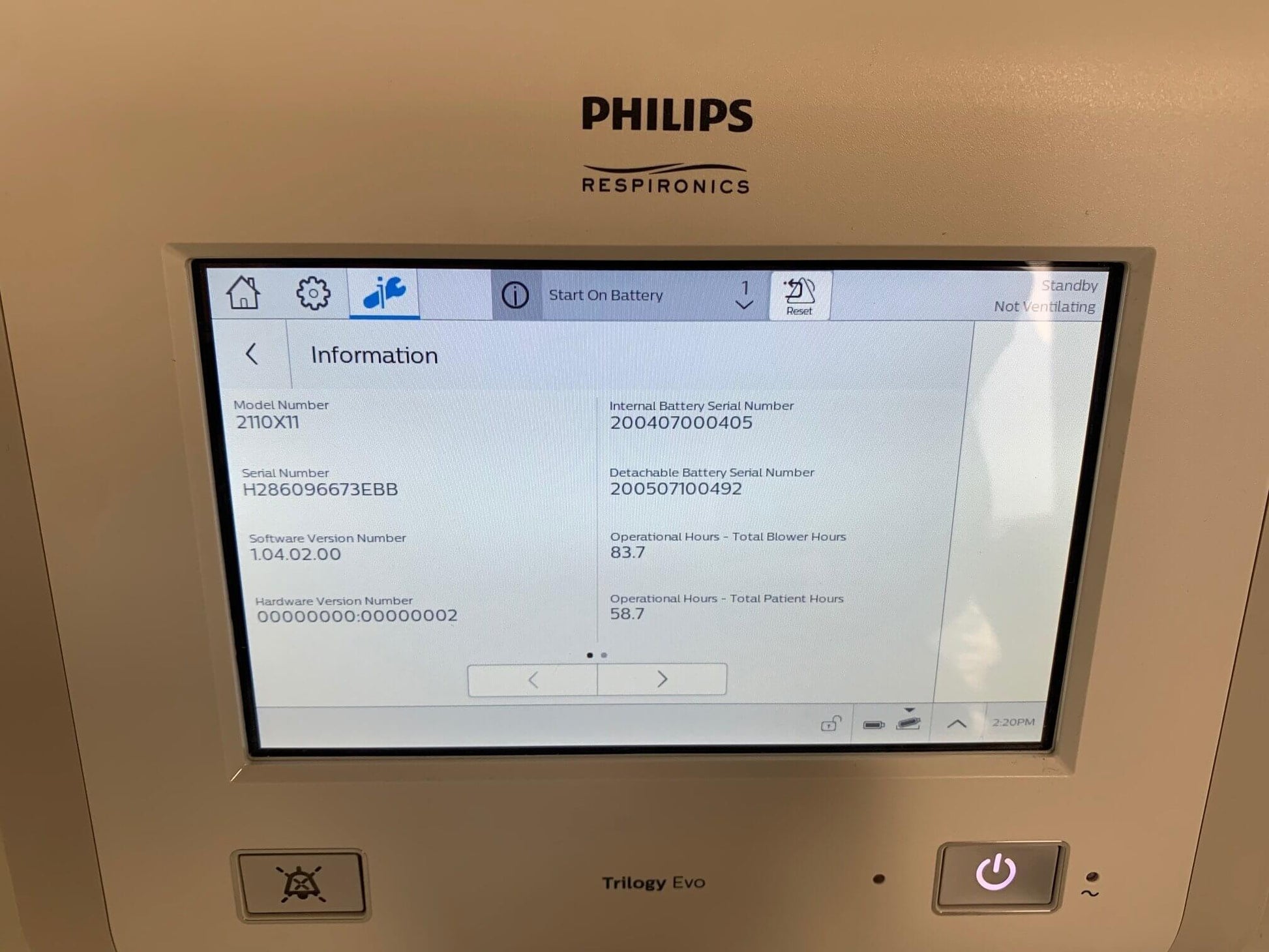 REFURBISHED Certified Patient Ready Philips Trilogy Evo Ventilator DS2110X11B - MBR Medicals